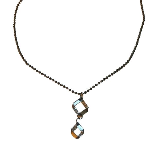 Hand Crafted Ball Chain Silver Rhinestone Pendant - Picture 2 of 3